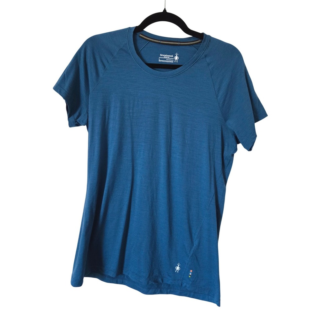 Smartwool Merino 150 Base Layer Top Womens Large Teal Blue Short Sleeve Hiking